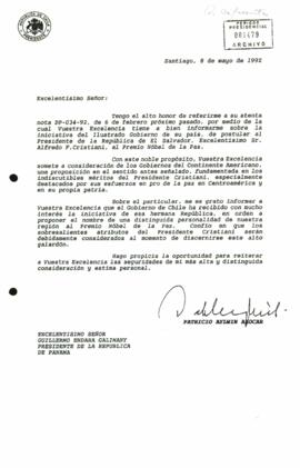 [Carta de Presidente Patricio Aylwin a Presidente de Panamá]