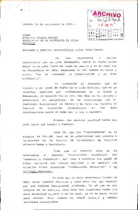 [Carta de la Presidenta de la Asociación de Padres y Amigos de Autistas Gobernación Provisional de Osorno, dirigida al Presidente Patricio Aylwin]
