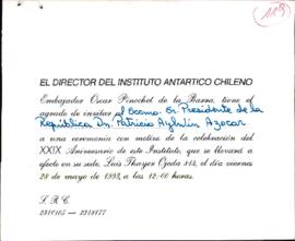[Invitación a la celebración del XXIX Aniversario del Instituto Antártico Chileno]