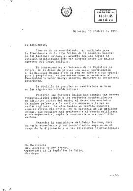 [Carta del Presidente de Chipre al Presidente Patricio Aylwin]