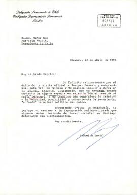 [Carta de Radomiro Tomic relacionada con la política actual del cobre]