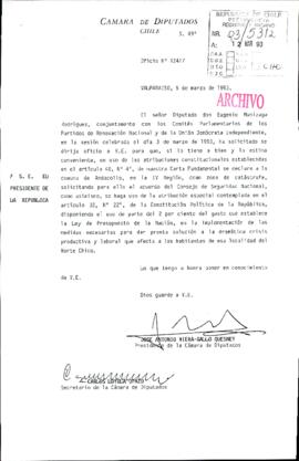 [Oficio N° 12417 de Cámara de Diputados, solicita declarar zona de catástrofe a la comuna de Andacollo]