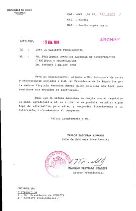 [Oficio  Gab. Pres. Ord. N° 0223 de Jefe de Gabinete Presidencial, remite copia de carta que se indica]