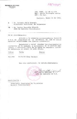 [Oficio  Gab. Pres. Ord. N° 0370 de Jefe de Gabinete Presidencial, remite copia de carta que se indica]