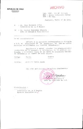 [Carta del Jefe de Gabinete de la Presidencia a Intendente de la V Región]