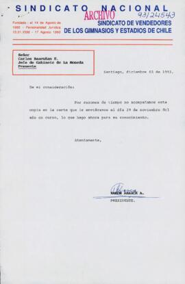 [Carta de solicitud del Sindicato de Vendedores de los Gimnasios y Estadios de Chile]