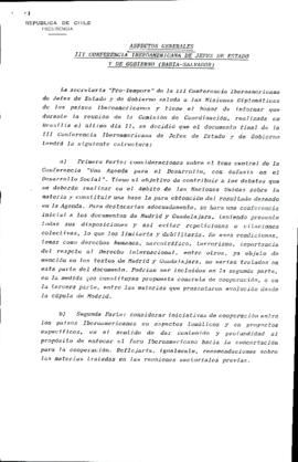 [Documento: Aspectos generales III Conferencia Iberoamericana de Jefes de Estado y de Gobierno (Bahía-Salvador)]