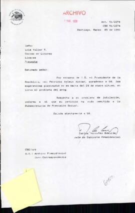 [Carta de respuesta de Jefe de Gabinete al Sr. Luis Villar]