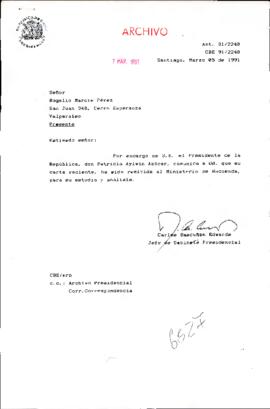 [Carta de respuesta de Jefe de Gabinete a Sr. Rogelio Marcie]