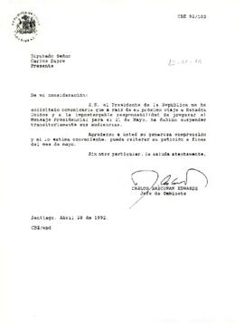 Carta de Carlos Bascuñan al Diputado Carlos Dupre