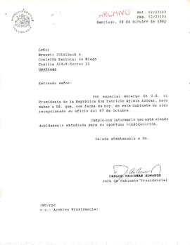 [Respuesta del Jefe de Gabinete de la Presidencia a Secretario Ejecutivo de Comisión Nacional de Riego]