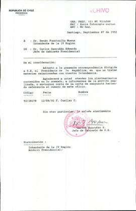 [Carta del Jefe de Gabinete de la Presidencia a Intendente de la IV Región]