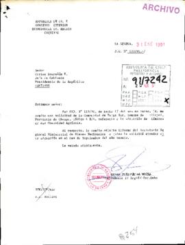[Intendente Región de Coquimbo, remite informe en relación a Of. Ord. GAB. PRES. Nº 119/91]