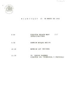 Miércoles 25 de marzo de 1992 [agenda presidencial]