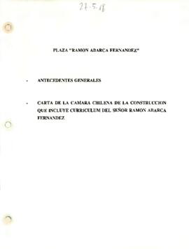 Carta de la Cámara Chilena de la Construcción que incluye curriculum del señor Ramón Abarca Fernandez