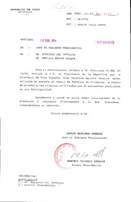 [Oficio Ord. N° 717 de Jefe de Gabinete Presidencial, remite copia de carta que se indica]