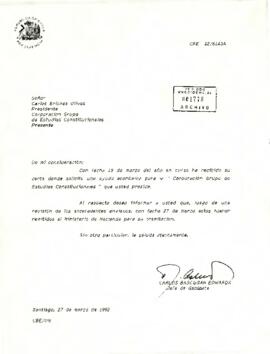 [Carta de respuesta del Jefe de Gabinete Presidencial a la Corporación Grupo de Estudios Constitucionales]