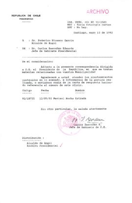 [Carta del Jefe de Gabinete de la Presidencia a Alcalde de Angol]