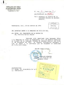 [Carta de Renuncia de Agregado Aéreo a la Embajada de Chile en EE. UU]