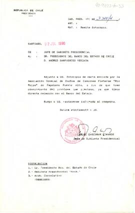 [Carta del Jefe de Gabinete Presidencial al Presidente del Banco del Estado de Chile]