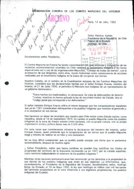 [Documento de la Coordinación Europea de los Comités Mapuches del Exterior]