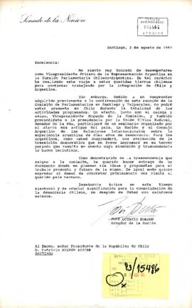 Carta al Presidente enviada por un Senador de la Nación de Argentina en 1993