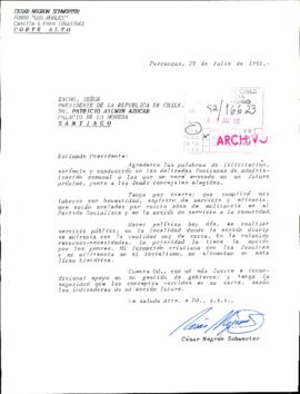 [Carta del Concejal César Negrón dirigida al Presidente Patricio Aylwin]