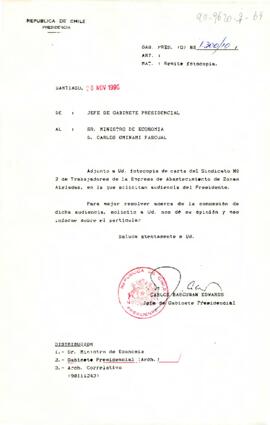 [Carta del Jefe de Gabinete Presidencial al Ministro de Economía sobre solicitud de audiencia]