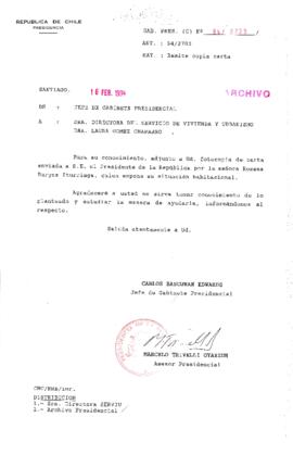 [Oficio Ord. N° 723 de Jefe de Gabinete Presidencial, remite copia de carta que se indica]