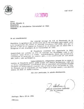[Da respuesta a invitación del Presidente de la Federación de Estudiantes Universidad de Chile]