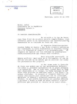 [Carta del Presidente del PDC, Andrés Zaldivar al Presidente Patricio Aylwin]
