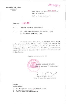 [Se adjunta carta a Presidente Ejecutivo de Codelco Chile]