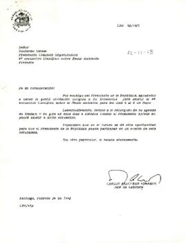 Carta de Carlos Bascuñan al Presidente de la Comisión Organizadora del 4to Encuentro Científico sobre Medio Ambiente