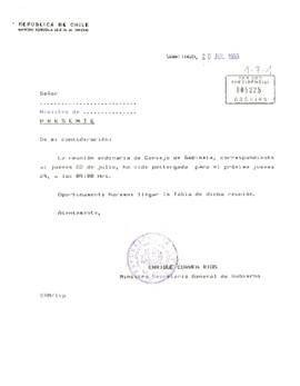 [Carta de aviso reunión Consejo de Gabinete y Acta de Gabinete 29-07-93]