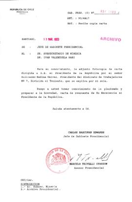 [Carta adjunta solicitudes relacionadas a la Subsecretaría de Minería]