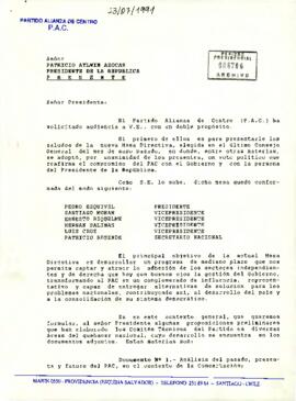 [Carta de representantes del Partido Democrático Nacional de la Araucanía al Presidente Patricio Aylwin]