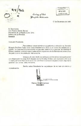 [Carta de renuncia de Patricio Silva Echenique como embajador]