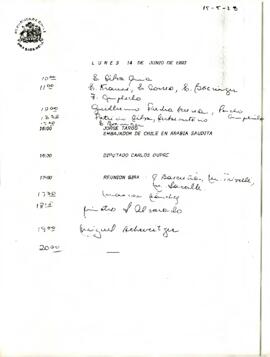 Programa en la agenda del 14 de Junio de 1993
