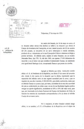 [Oficio N° 4324 de Senado solicita gestión de solicitud de fondos para  Bomberos de Concepción]
