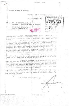 [Fax del Alcalde de la Municipalidad de Iquique dirigido al Gabinete Presidencial referente a antecedentes del Proyecto Alto Hospicio]