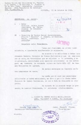 [Carta de la Directiva del Centro Social de Ex-Salitreros dirigida al Presidente Patricio Aylwin]