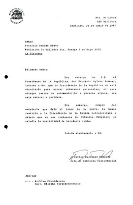 [Responde en relación a solicitud de préstamo e informa que carta fue remitida para su anáilisis a la Intendencia RM]