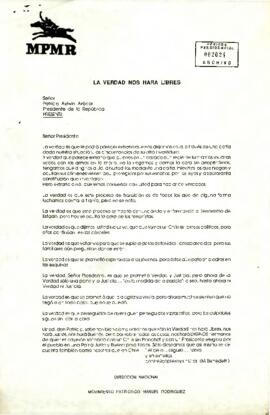 [Carta del Movimiento Patriótico Manuel Rodríguez sobre los detenidos desaparecidos]