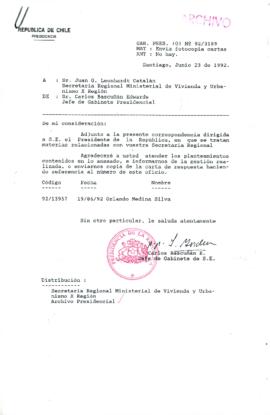 [Carta del Jefe de Gabinete de la Presidencia a SEREMI de Vivienda X Región]