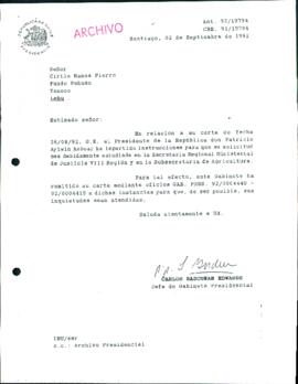 [Carta de respuesta del Jefe de Gabinete Presidencial ante solicitud de ayuda]