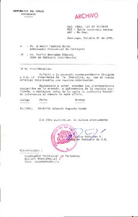 [Oficio del Jefe de Gabinete Presidencial dirigido al Gobernador Provincial de Cachapoal]