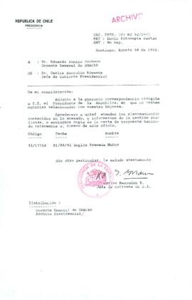 [Carta de Jefe de Gabinete de la Presidencia a Gerente General de ENACAR]