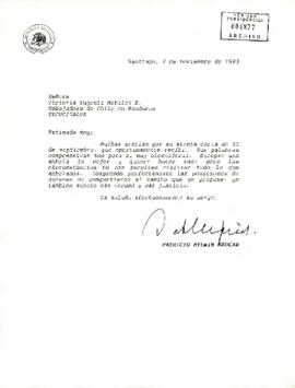[Carta para la embajadora de Chile en Honduras]