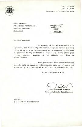 [Carta del Jefe de Gabinete Presidencial al Senador Eugenio Cantuarias]