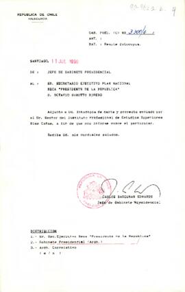 [Carta del Jefe de Gabinete Presidencial a Secretario Ejecutivo Nacional de Beca Presidente de la República, Octavio Burotto]